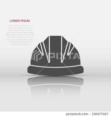 Construction helmet icon in flat style. Safety cap vector illustration on isolated background. Worker hat sign business concept. Construction helmet icon in flat style. Safety cap vector illustration on isolated background. Worker hat sign business concept. 106975067