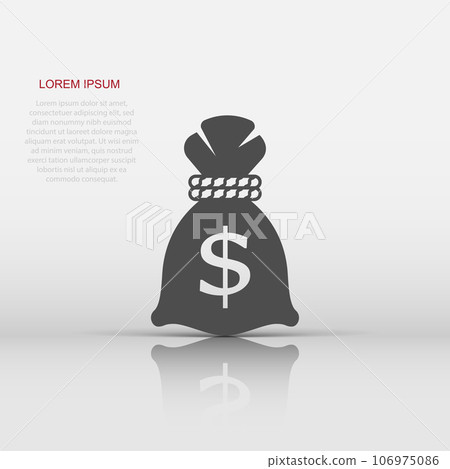 Money bag icon in flat style. Moneybag vector illustration on isolated background. Coin sack sign business concept. Money bag icon in flat style. Moneybag vector illustration on isolated background. Coin sack sign business concept. 106975086