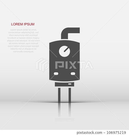 Gas boiler icon in flat style. Heater vector illustration on isolated background. Boiling sign business concept. Gas boiler icon in flat style. Heater vector illustration on isolated background. Boiling sign business concept. 106975219