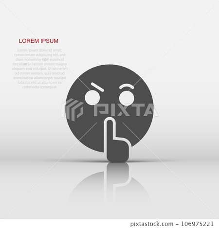 Quiet icon in flat style. Silence vector illustration on isolated background. Hush sign business concept. Quiet icon in flat style. Silence vector illustration on isolated background. Hush sign business concept. 106975221