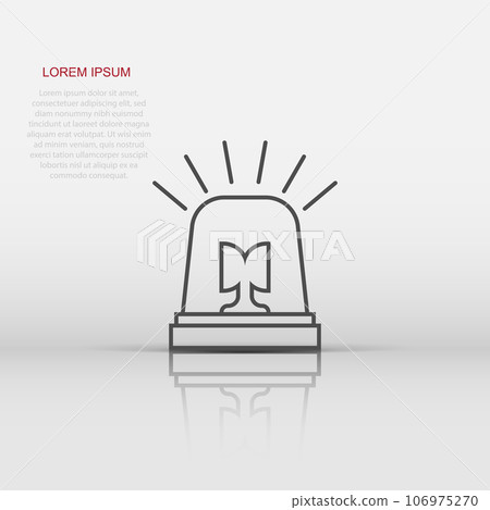 Emergency alarm icon in flat style. Alert lamp vector illustration on isolated background. Police urgency sign business concept. Emergency alarm icon in flat style. Alert lamp vector illustration on isolated background. Police urgency sign business concept. 106975270