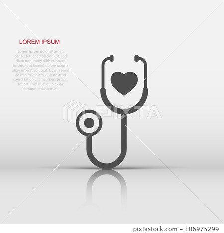 Stethoscope icon in flat style. Heart diagnostic vector illustration on isolated background. Medicine sign business concept. Stethoscope icon in flat style. Heart diagnostic vector illustration on isolated background. Medicine sign business concept. 106975299
