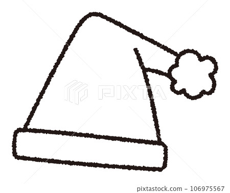 Hand drawn line drawing vector illustration of Santa Claus hat / Christmas 106975567