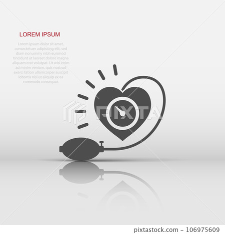 Arterial blood pressure icon in flat style. Heartbeat monitor vector illustration on isolated background. Pulse diagnosis sign business concept. Arterial blood pressure icon in flat style. Heartbeat monitor vector illustration on isolated background. Pulse diagnosis sign business concept. 106975609