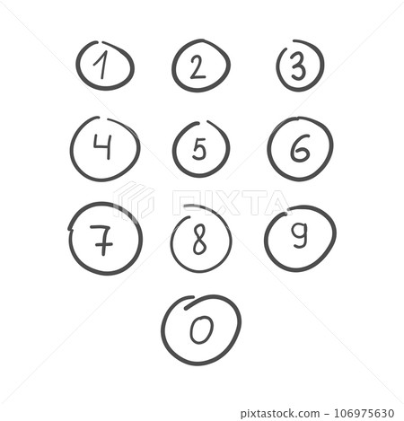 Numbers icon in hand drawn style. Number vector...-插圖素材 [106975630 ...