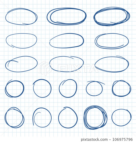 Circle line sketch icon in hand drawn style. Circular scribble doodle vector illustration on isolated background. Pencil or pen bubble sign business concept. 106975796