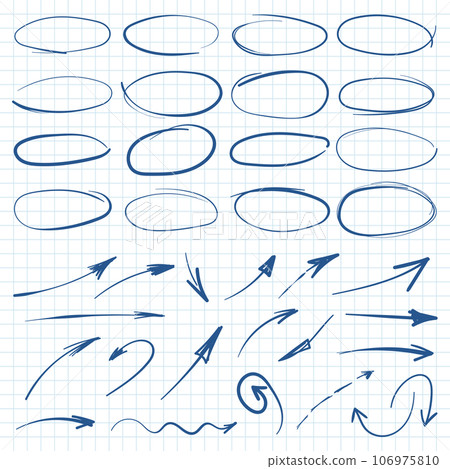 Circle line sketch and arrow icon in hand drawn style. Circular scribble doodle vector illustration on isolated background. Pencil or pen bubble sign business concept. Circle line sketch and arrow icon in hand drawn style. Circular scribble doodle vector illustration on isolated background. Pencil or pen bubble sign business concept. 106975810