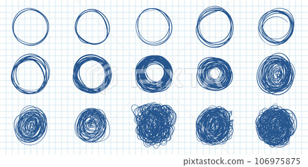 Circle line sketch icon in hand drawn style. Circular scribble doodle vector illustration on isolated background. Pencil or pen bubble sign business concept. 106975875