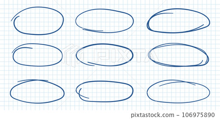 Circle line sketch icon in hand drawn style. Circular scribble doodle vector illustration on isolated background. Pencil or pen bubble sign business concept. 106975890
