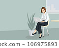 Woman working on a laptop in the office 106975893