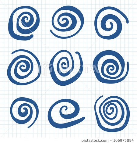 Swirl icon in hand drawn style. Handmade doodle vector illustration on isolated background. Spiral mark sign business concept. 106975894