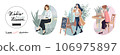 women working. character set. 3 scenes. 106975897