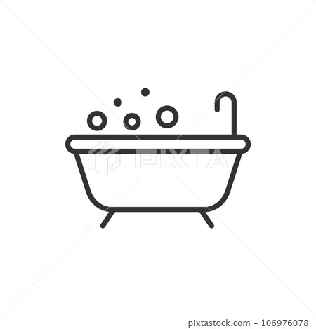 Bath icon in flat style. Bathroom vector illustration on isolated background. Bathtub sign business concept. Bath icon in flat style. Bathroom vector illustration on isolated background. Bathtub sign business concept. 106976078