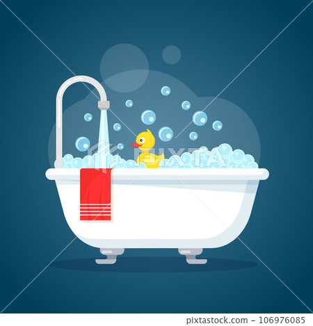 Bath icon in flat style. Bathroom vector illustration on isolated background. Bathtub sign business concept. 106976085