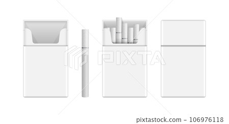 Packet of cigarettes icon in flat style. Smoking vector illustration on isolated background. Tobacco box sign business concept. 106976118