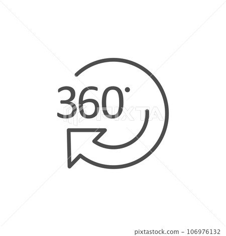 360 degrees icon in flat style. Rotate symbol vector illustration on isolated background. Angle view sign business concept. 360 degrees icon in flat style. Rotate symbol vector illustration on isolated background. Angle view sign business concept. 106976132