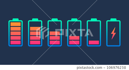 Alkaline battery set icon in flat style. Diffrent size accumulator vector illustration on isolated background. Accumulator recharge sign business concept. 106976238