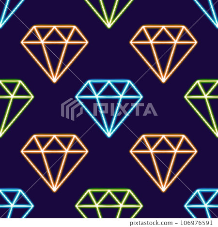 Sparkling Diamond Patterns. glowing desktop icon, neon sticker, neon figure, glowing figure, neon geometrical figures  106976591