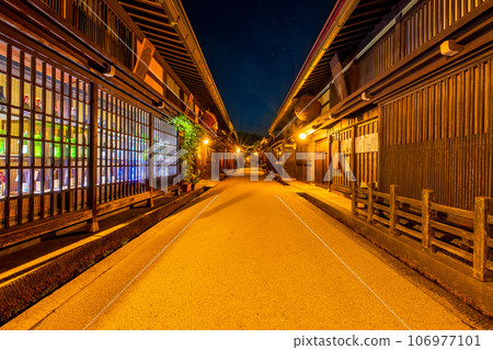Gifu Hida Takayama townscape night view 106977101