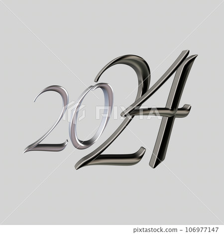 Square illustration for the New Year 2024 beautiful oblique pink white glossy plastic numbers 2024 on a black background. Premium design for poster, banner, greeting and new year 2024 celebration. Square illustration for the New Year 2024 beautiful oblique pink white glossy plastic numbers 2024 on a black background. Premium design for poster, banner, greeting and new year 2024 celebration. 106977147