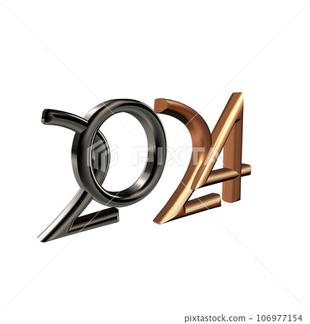 Square illustration for the New Year 2024 beautiful oblique pink white glossy plastic numbers 2024 on a black background. Premium design for poster, banner, greeting and new year 2024 celebration. Square illustration for the New Year 2024 beautiful oblique pink white glossy plastic numbers 2024 on a black background. Premium design for poster, banner, greeting and new year 2024 celebration. 106977154