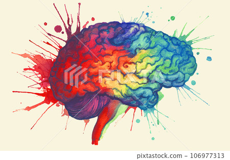 Watercolor brain, creativity concept. Vector illustration 106977313