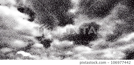Halftone Sky with Clouds. Black and White Background Halftone Sky with Clouds. Black and White Background 106977442