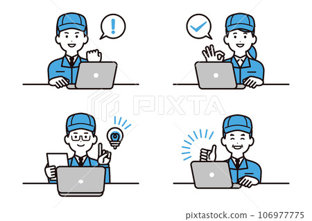 Business people in work clothes doing desk work, young people, middle-aged people, hats 106977775