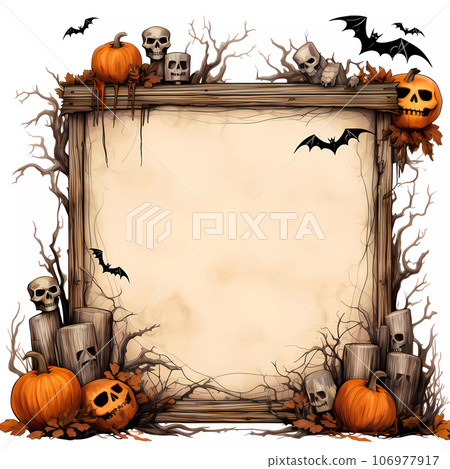 Halloween Scary Frame with Pumpkins 106977917