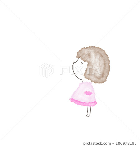 水彩風格手寫插畫女孩 水彩風格手寫插畫女孩 106978193