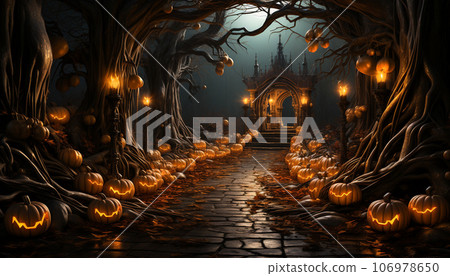 Haunted city for Halloween night 106978650