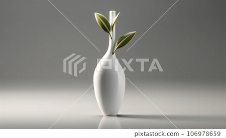 Vase with green olive leaves. AI generative 106978659