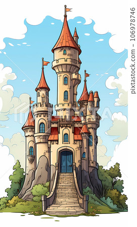Hand drawn cartoon fairy tale castle illustration 106978746
