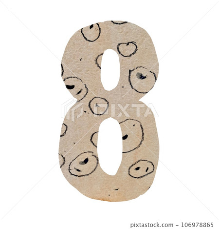Number eight hand drawn a watercolor illustration 106978865