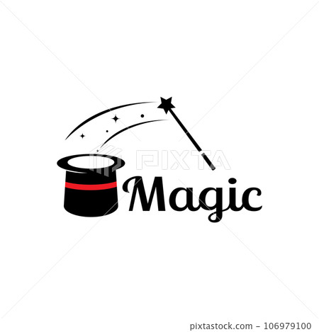 Magician's Hat and Magic Wand Logo Template Magician's Hat and Magic Wand Logo Template 106979100