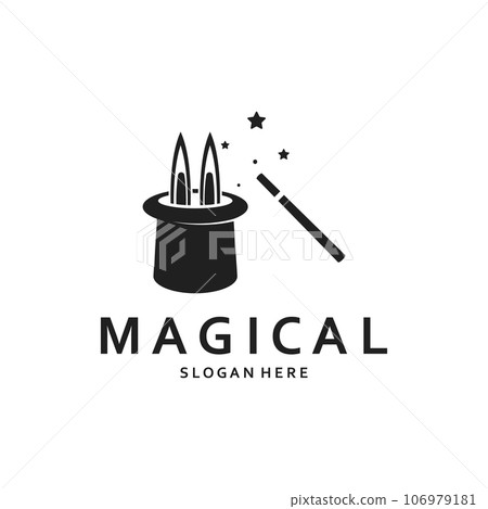Magician's Hat and Magic Wand Logo Template 106979181