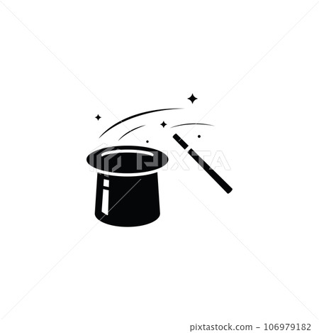 Magician's Hat and Magic Wand Logo Template 106979182