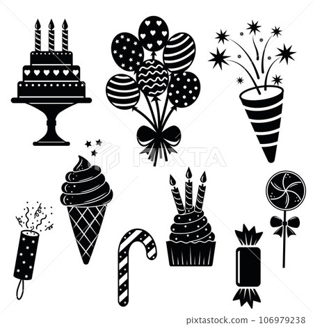 Birthday party paraphernalia - can be used as an invitation card or decorative material for birthday parties and celebrations 106979238