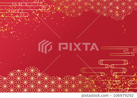 Winter New Year's card, Japanese pattern, gold, luxury, clouds, background, year-end gift 106979292