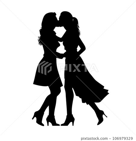 Young female lesbian couple hugging and kissing each other. LGBT couple, lesbian couple Young female lesbian couple hugging and kissing each other. LGBT couple, lesbian couple 106979329