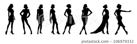Beautiful women wearing different clothes. Women model, women silhouette 106979332