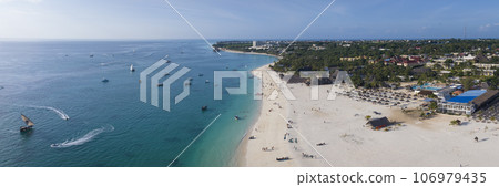 white sandy beach and turquoise ocean in zanzibar white sandy beach and turquoise ocean in zanzibar 106979435