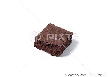 Chocolate brownie portion isolated on white background Chocolate brownie portion isolated on white background 106979558
