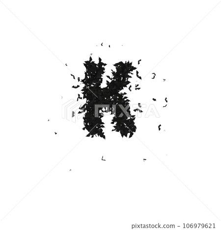 Static Halloween Typeface Formed Of Flying Bats with alpha the character K Static Halloween Typeface Formed Of Flying Bats with alpha the character K 106979621