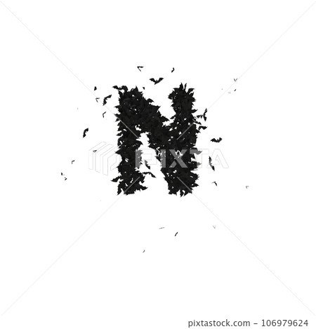 Static Halloween Typeface Formed Of Flying Bats with alpha the character N Static Halloween Typeface Formed Of Flying Bats with alpha the character N 106979624