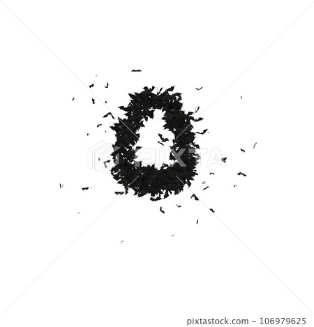 Static Halloween Typeface Formed Of Flying Bats with alpha the character O Static Halloween Typeface Formed Of Flying Bats with alpha the character O 106979625