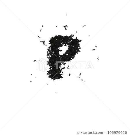 Static Halloween Typeface Formed Of Flying Bats with alpha the character P Static Halloween Typeface Formed Of Flying Bats with alpha the character P 106979626