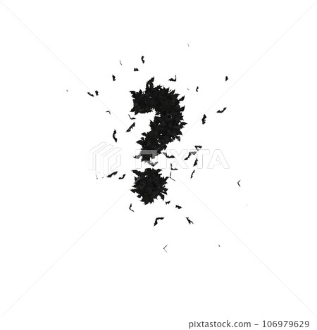 Static  Halloween Typeface Formed Of Flying Bats with alpha the character question mark 106979629