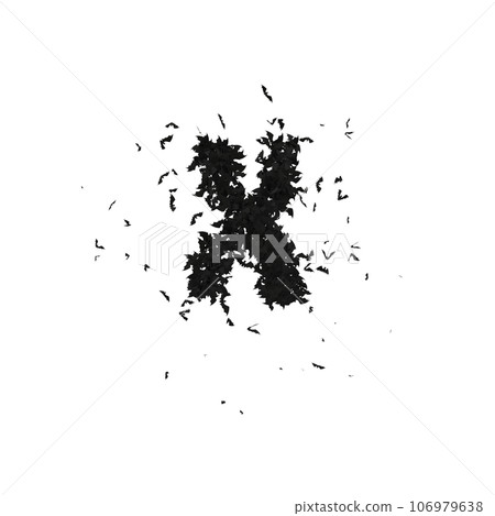 Static  Halloween Typeface Formed Of Flying Bats with alpha the character X 106979638