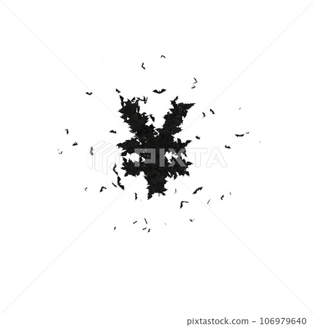 Static Halloween Typeface Formed Of Flying Bats with alpha the character YEN Static Halloween Typeface Formed Of Flying Bats with alpha the character YEN 106979640